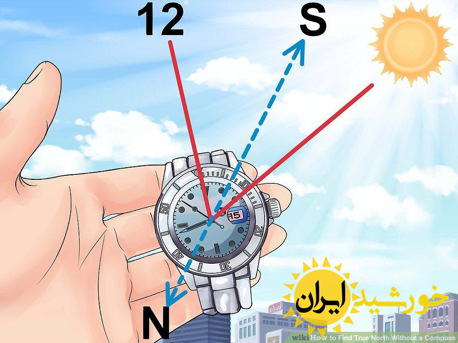 تعیین جهت جنوب جغرافیایی با استفاده از ساعت